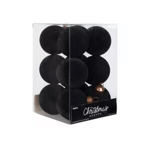 Hobby Lobby Set of 12 Velvet Flocked Ball Ornaments Black Viral TikTok XS NEW